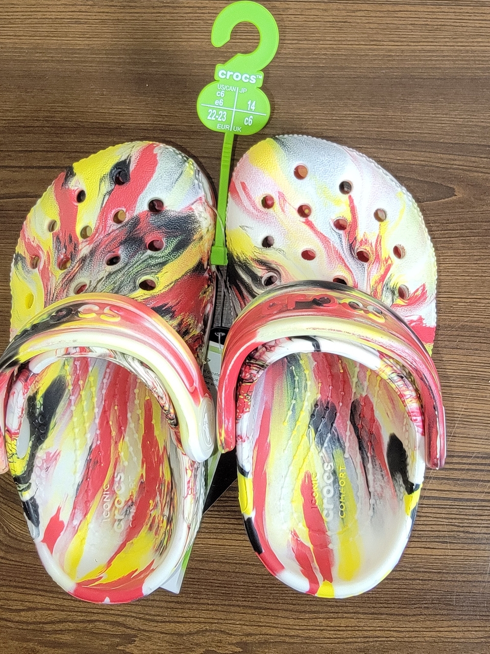 CROCS Kids' Multicolor Swirl Glow-in-the-Dark Classic Clog - Size 6 Toddler